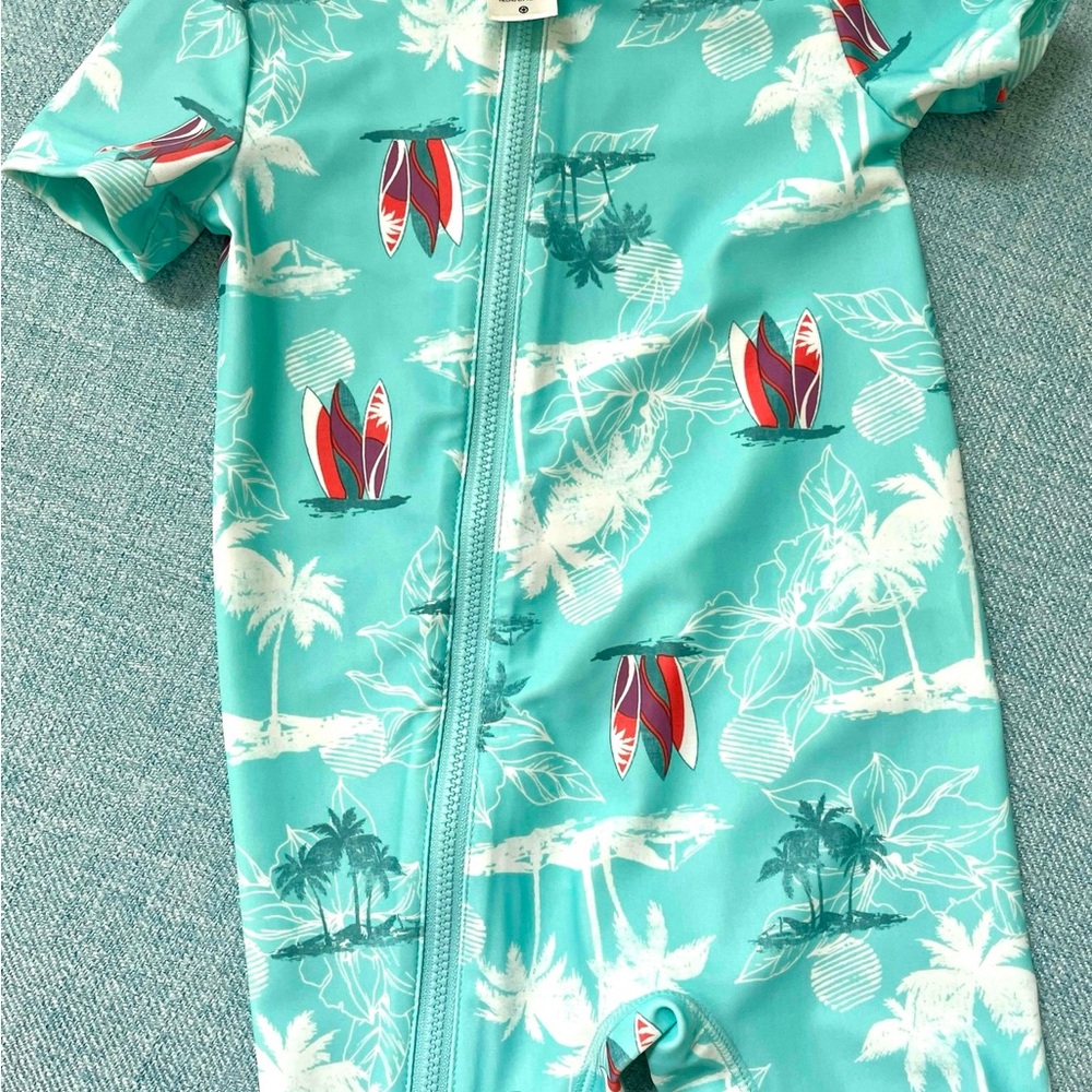 Tropical Surf Print Baby Romper